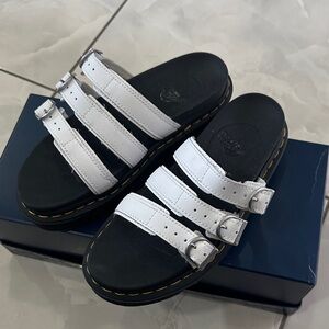 Dr. Martens White Triple-Buckle Platform Sandal